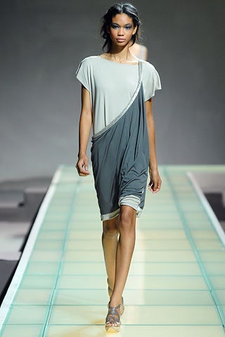 gray beige asymmetric draped dress