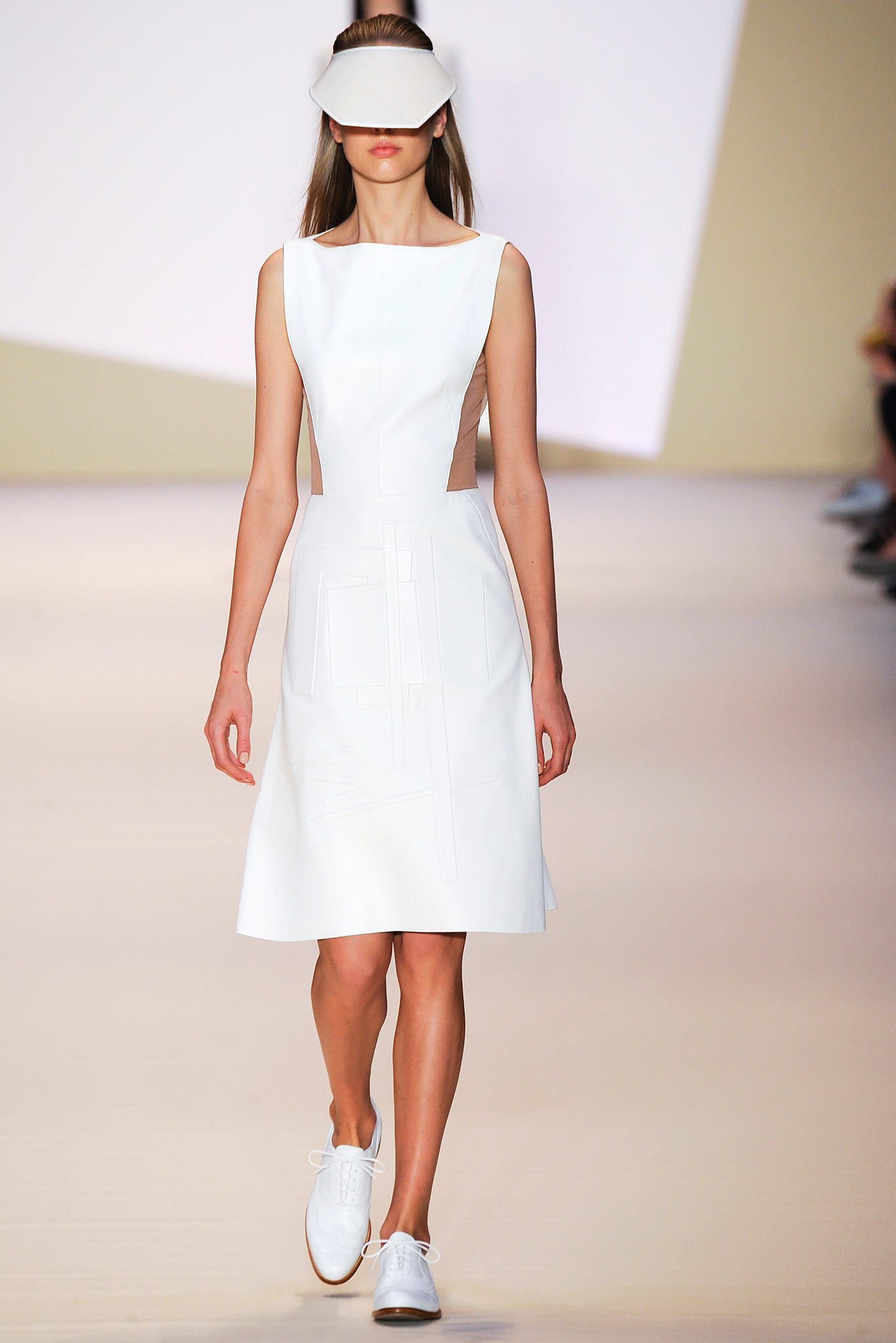 fitted white sleeveless dress