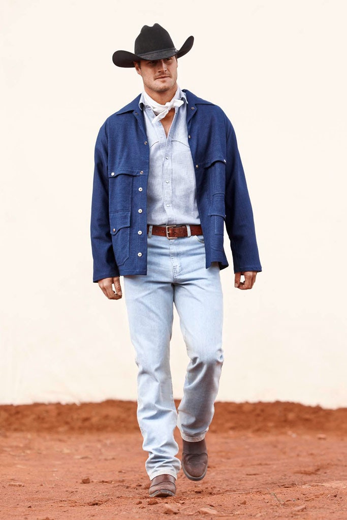 blue cotton jacket with denim pants