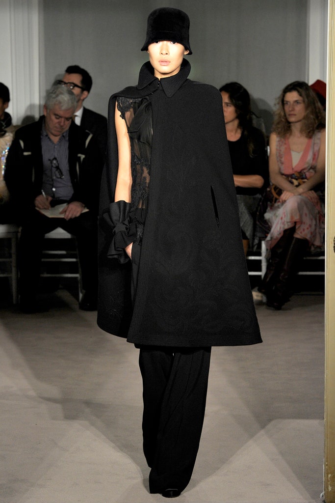 black silk cape and pants