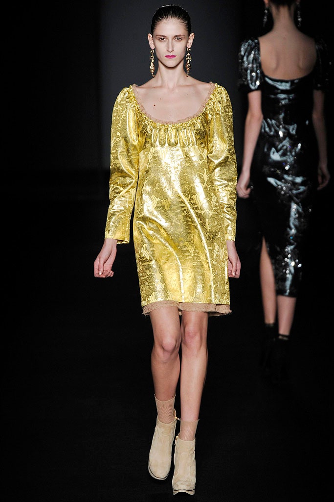 fitted yellow silk dress