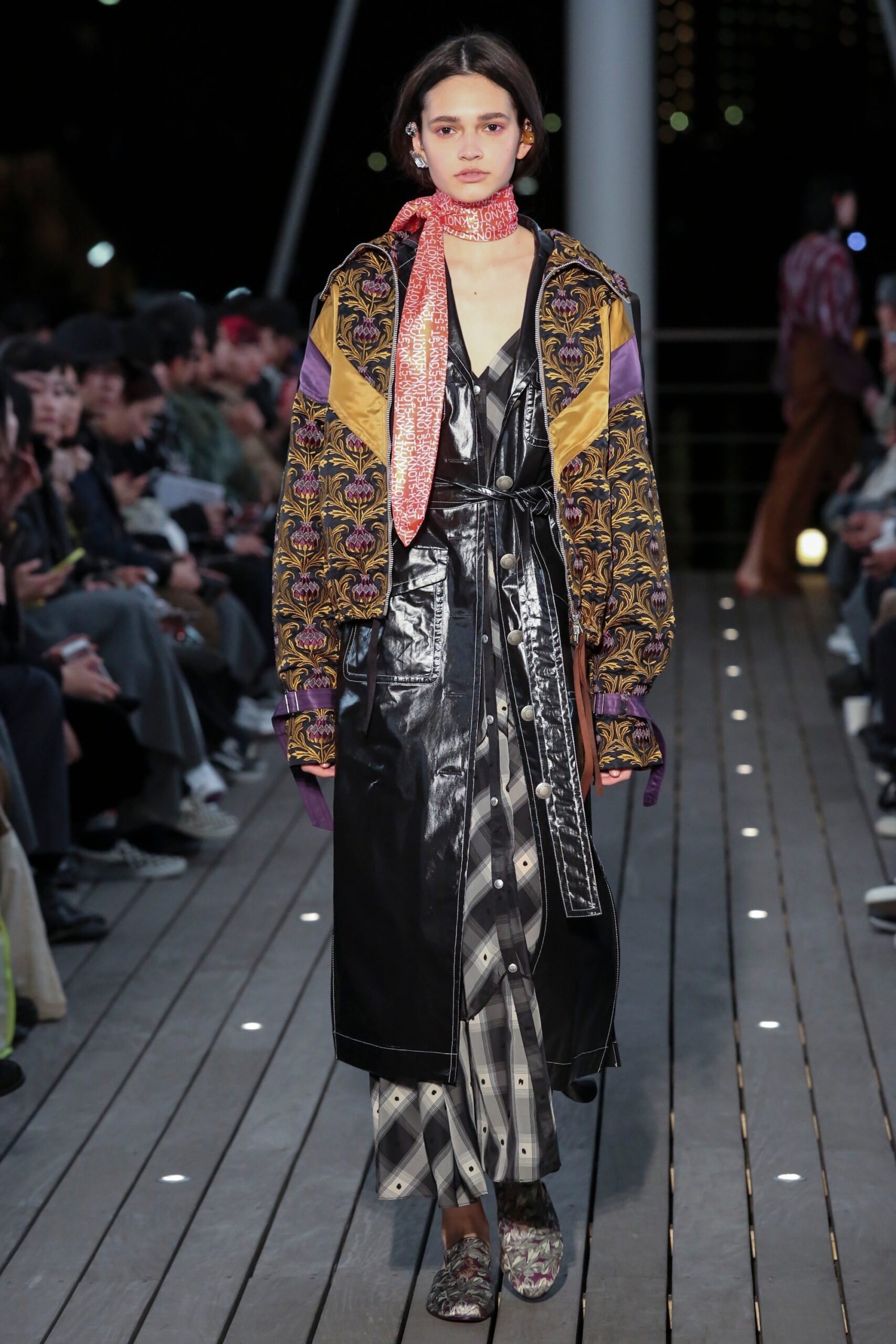 black and gold printed coat