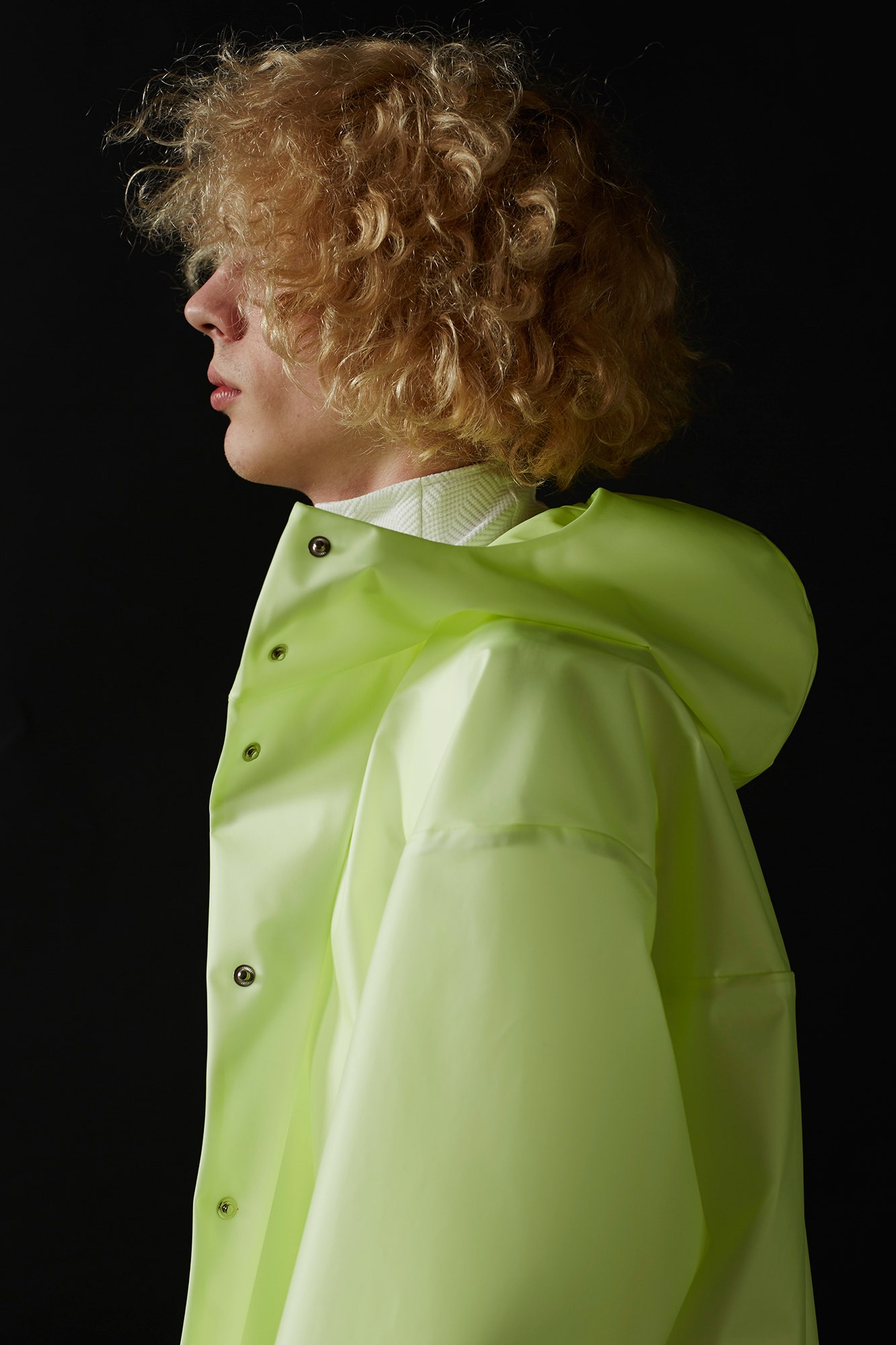 yellow vinyl hooded jacket