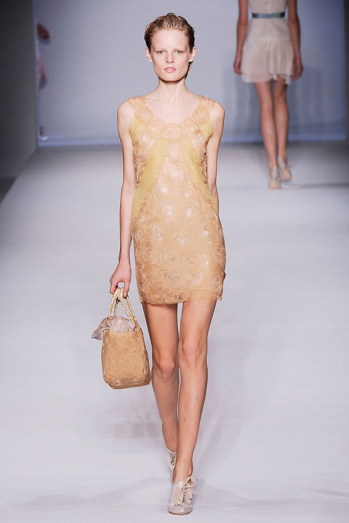 beige silk sleeveless v-neck fitted embroidered sheer dress