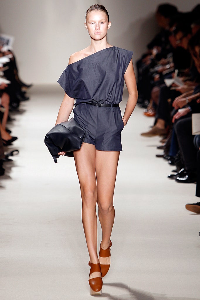 blue asymmetric sleeveless romper