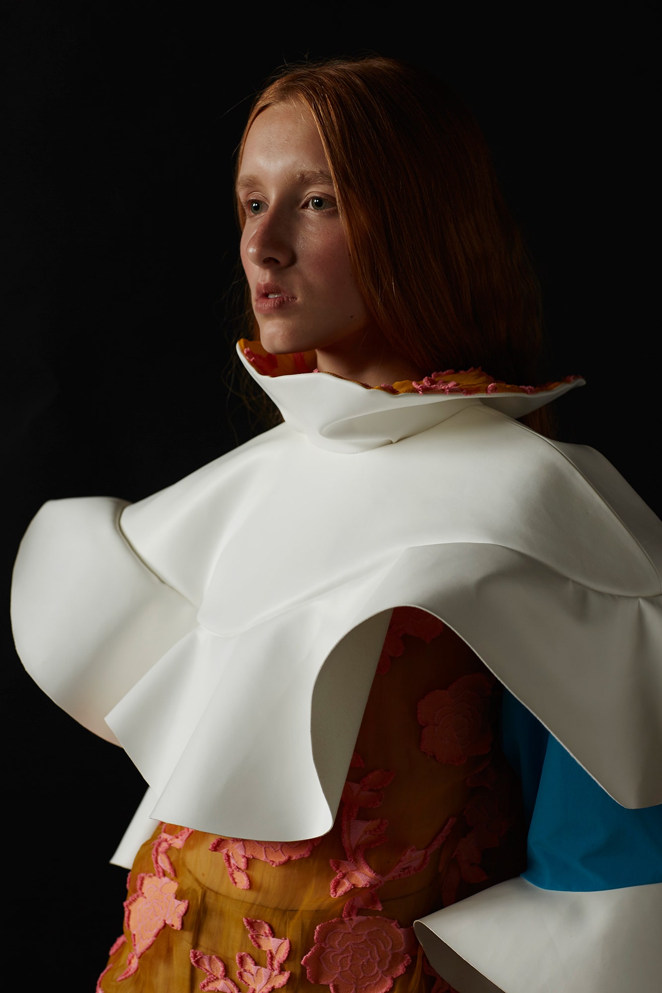 white vinyl structured draped cape