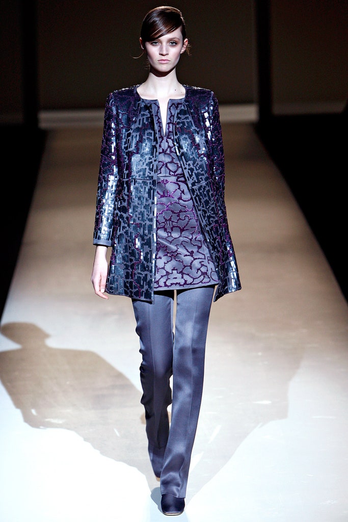 purple sequin jacket with fitted top