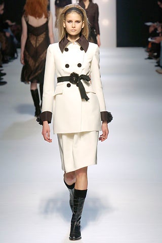white wool fitted coat and skirt