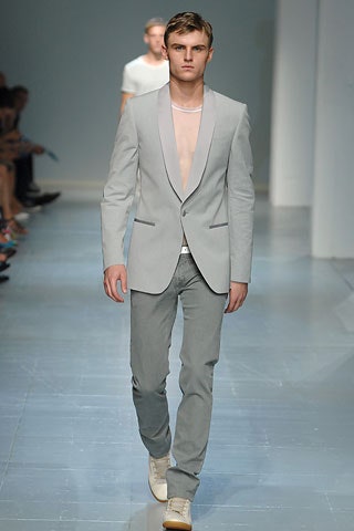 gray tailored straight-leg pants