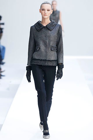 gray wool fitted jacket with embellishments