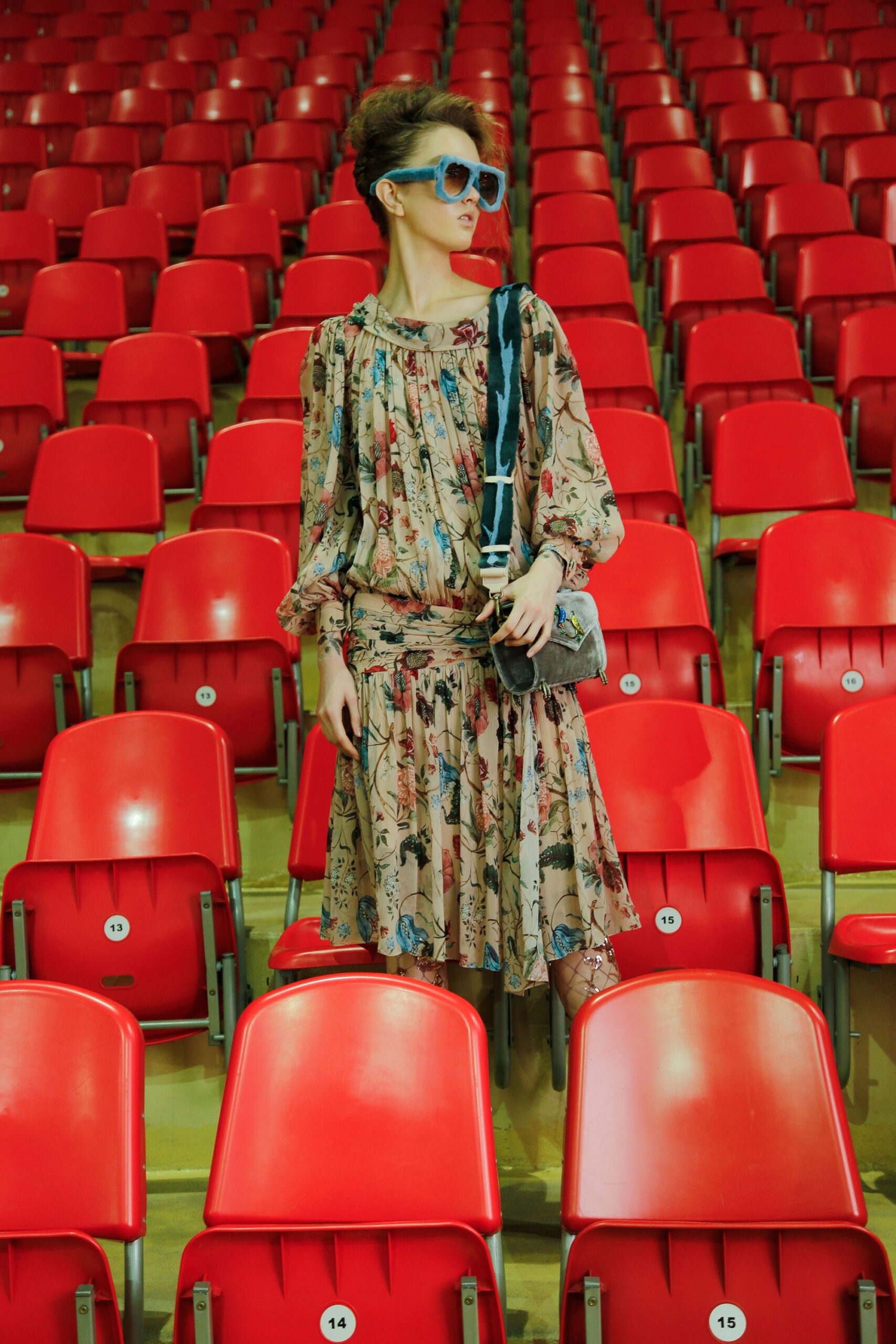 multi-colored relaxed midi dress