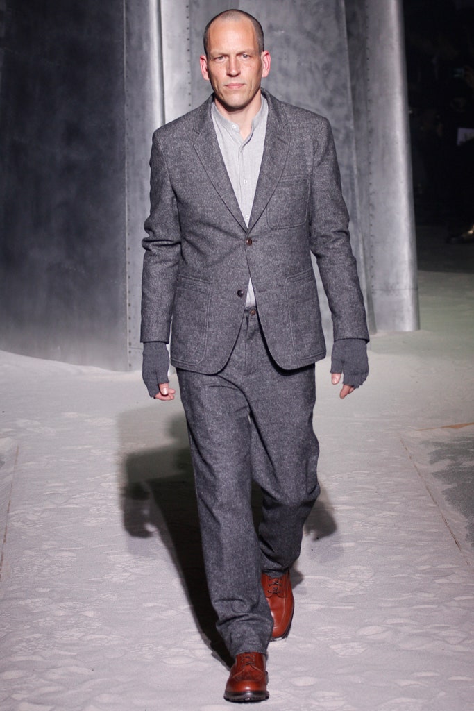 gray tailored suit with white shirt