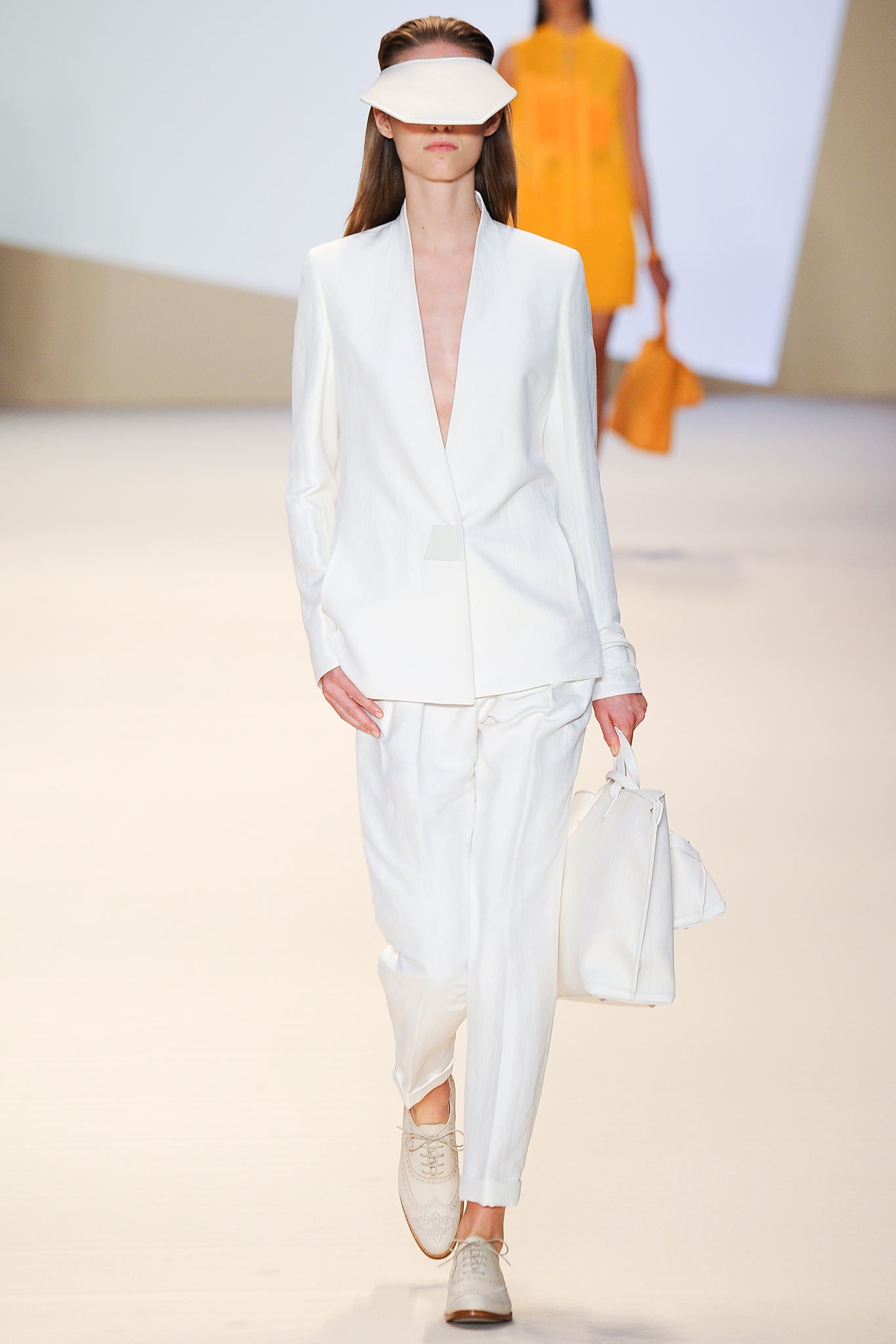 white tailored blazer and pants