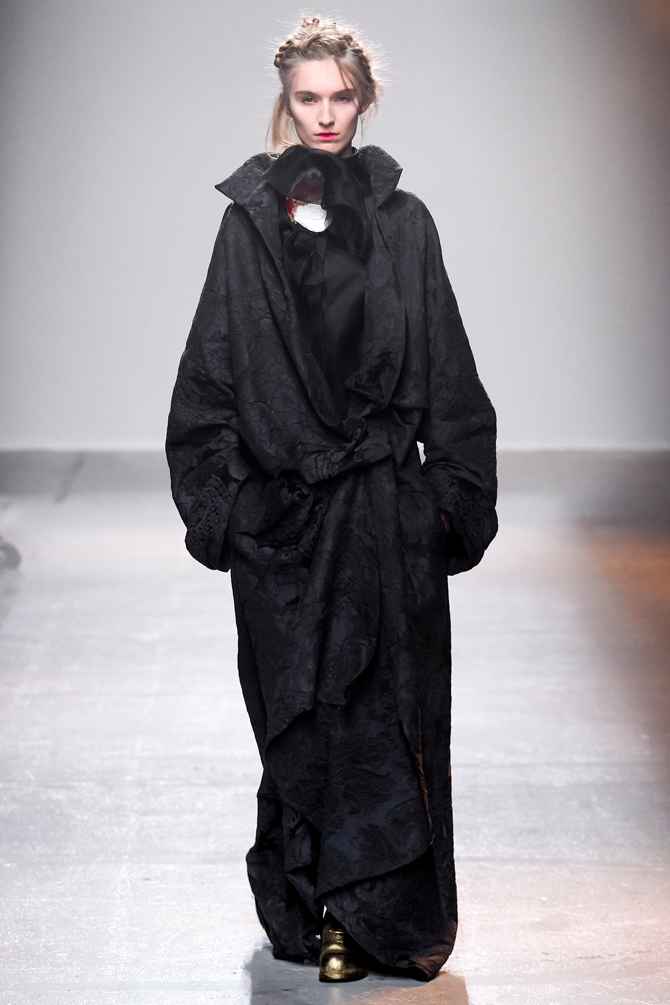 black silk coat with fitted top