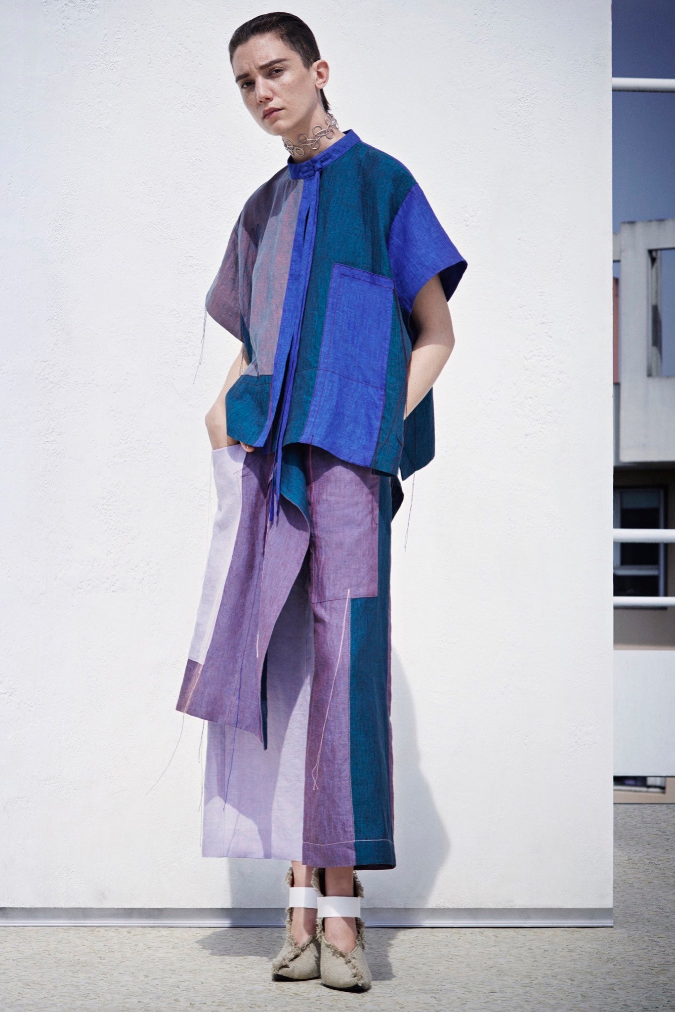 blue purple relaxed top and pants