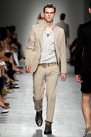 beige tailored suit with shirt