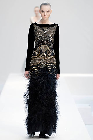 black beaded long-sleeve gown