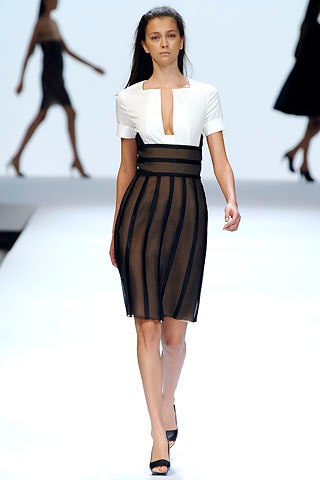 black and white striped midi dress