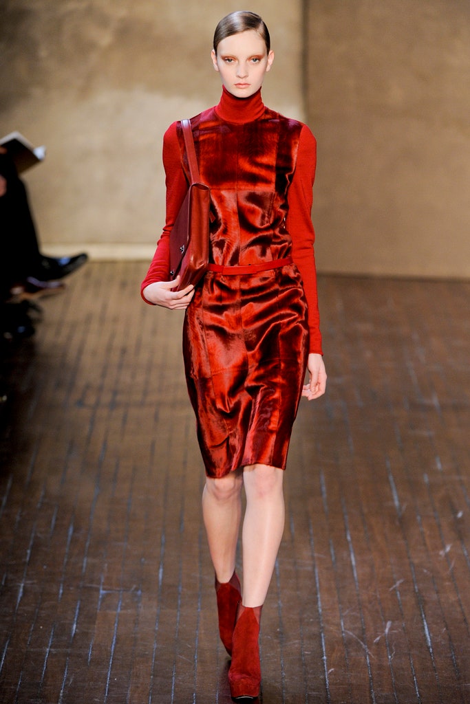 fitted red velvet midi dress