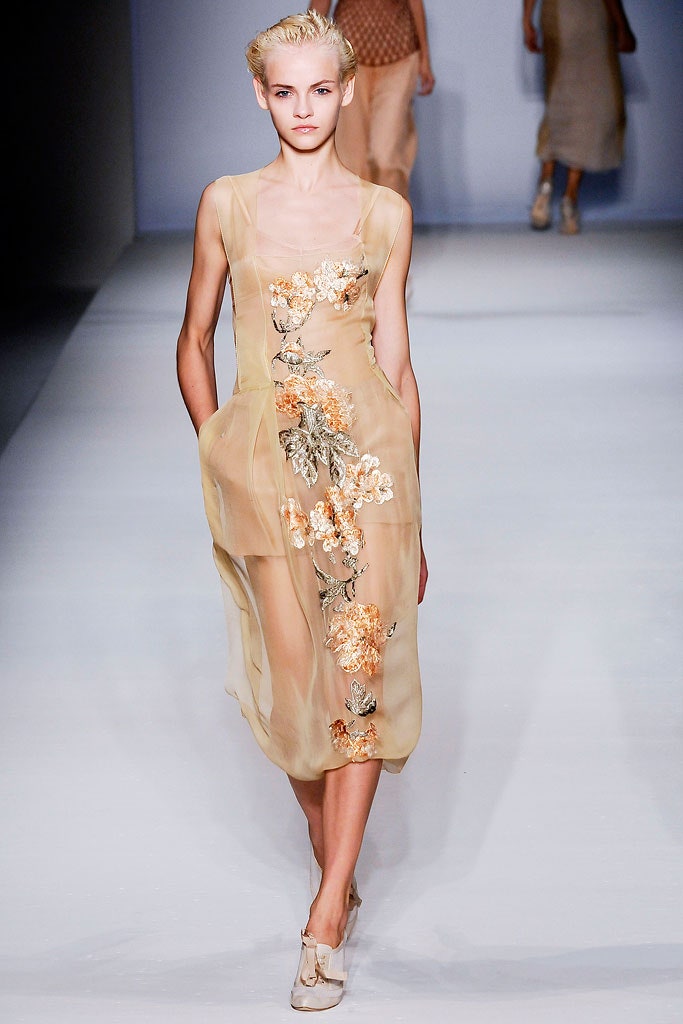 beige silk sleeveless dress