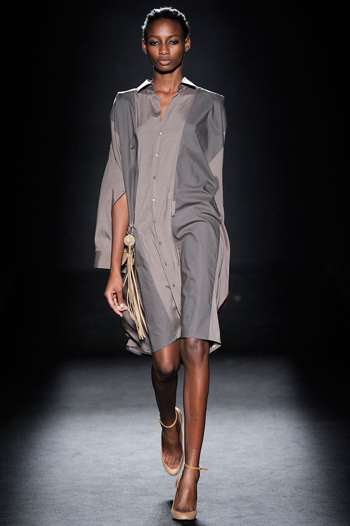 gray cotton relaxed shirt-dress