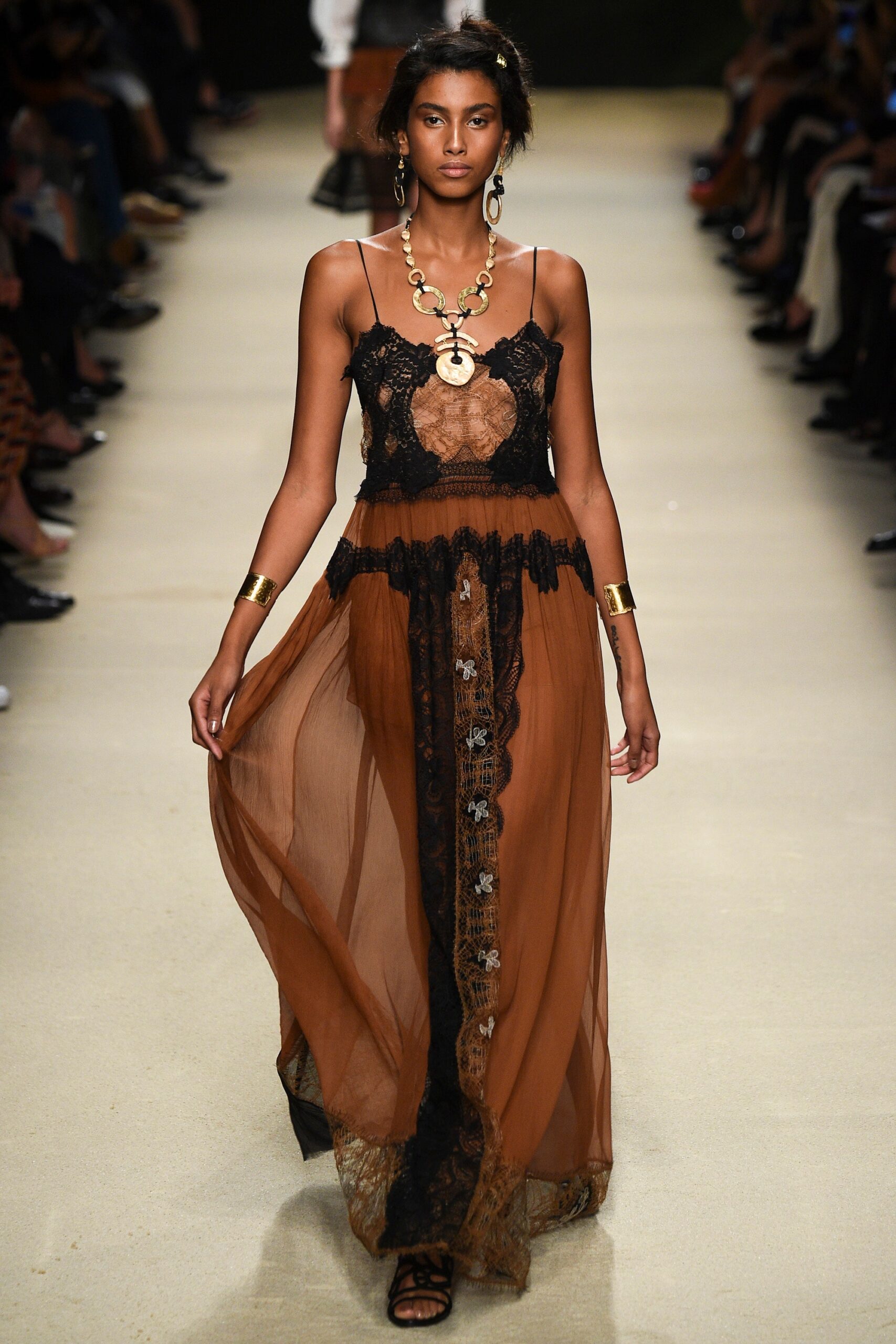 brown lace maxi dress