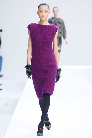 fitted purple wool dress
