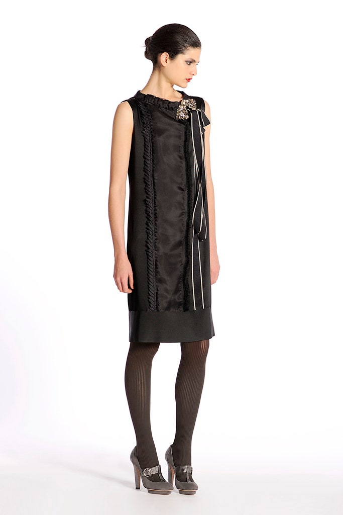 black silk fitted dress