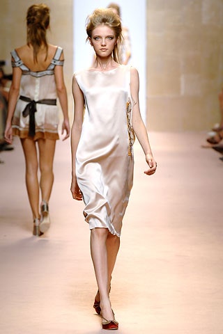 beige silk sleeveless dress