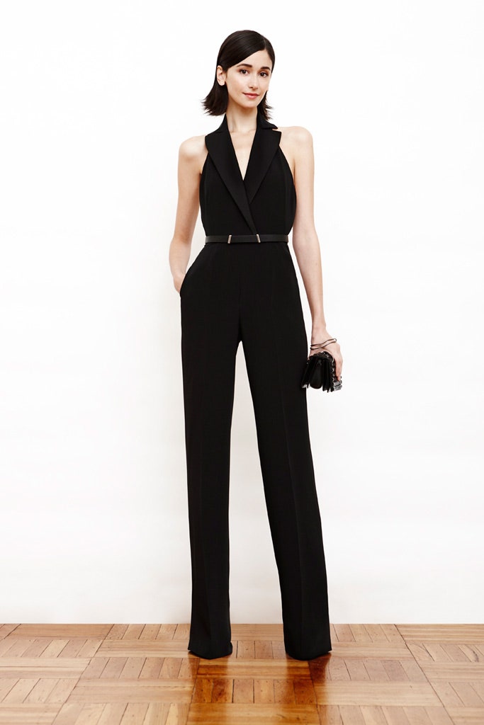 black fitted sleeveless jumpsuit