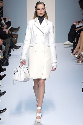 fitted white wool coat