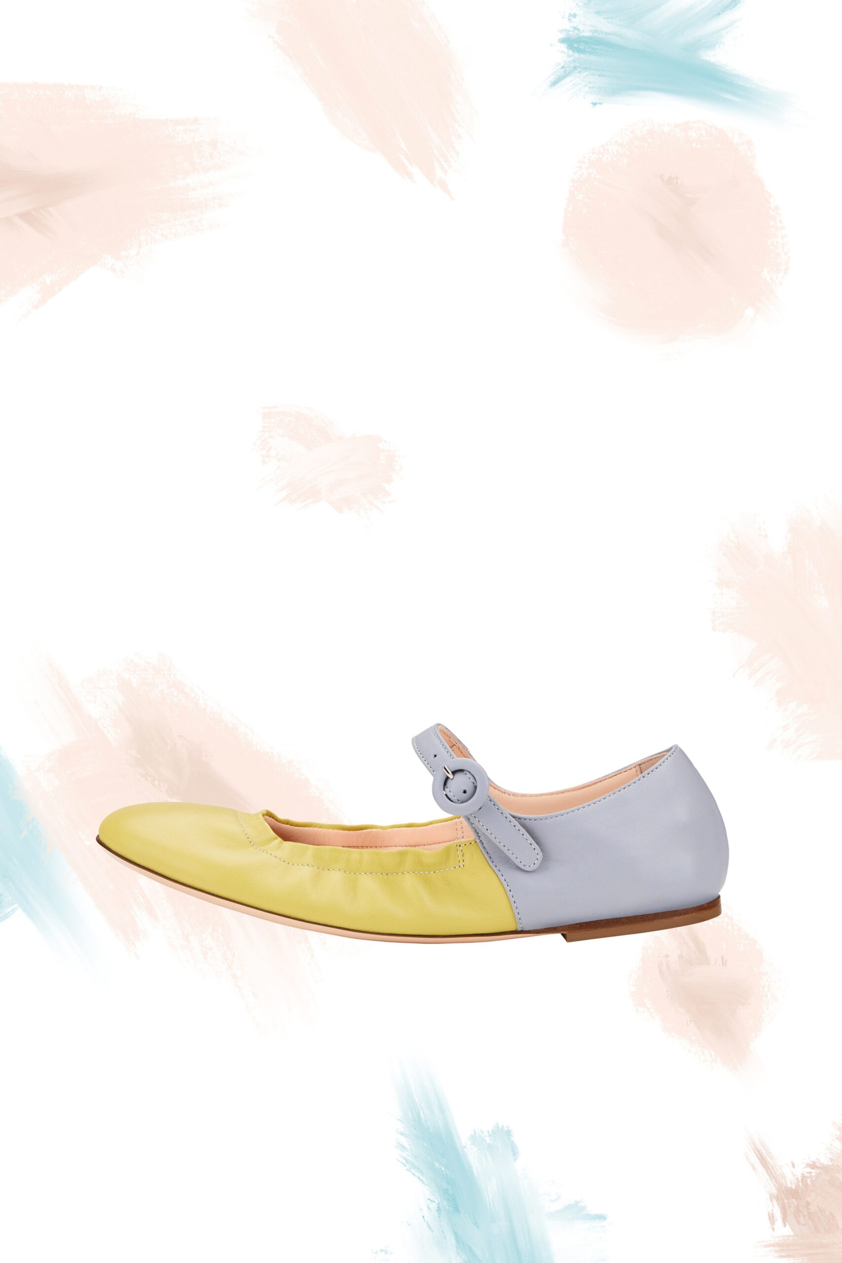 yellow and blue leather shoes