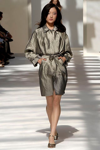 gray silk belted dress