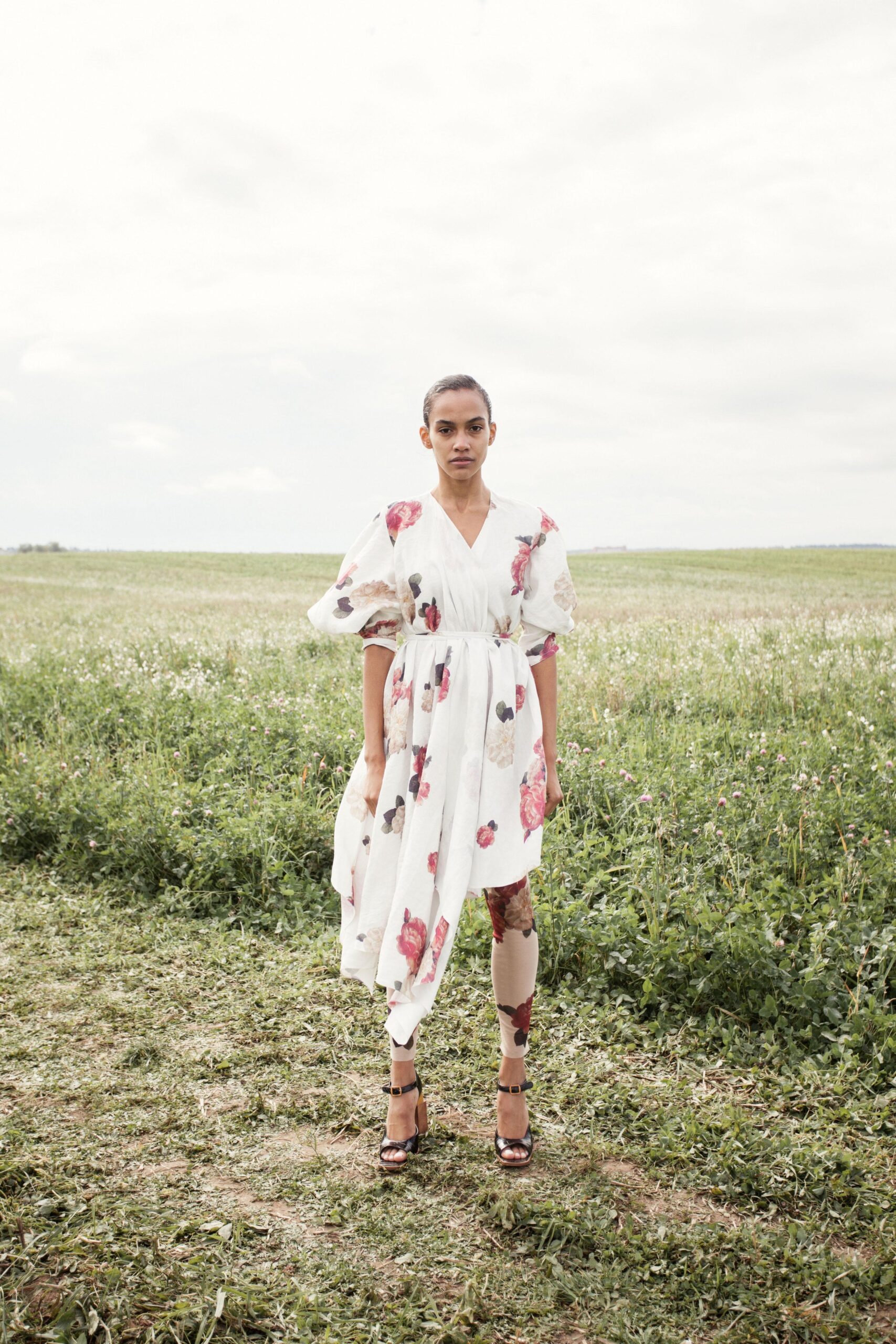 white floral midi dress