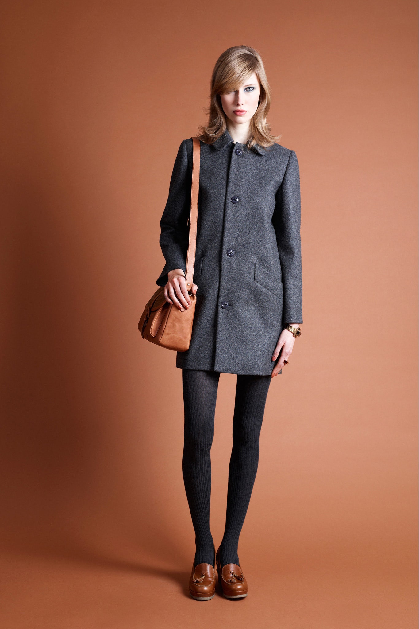 gray wool fitted coat