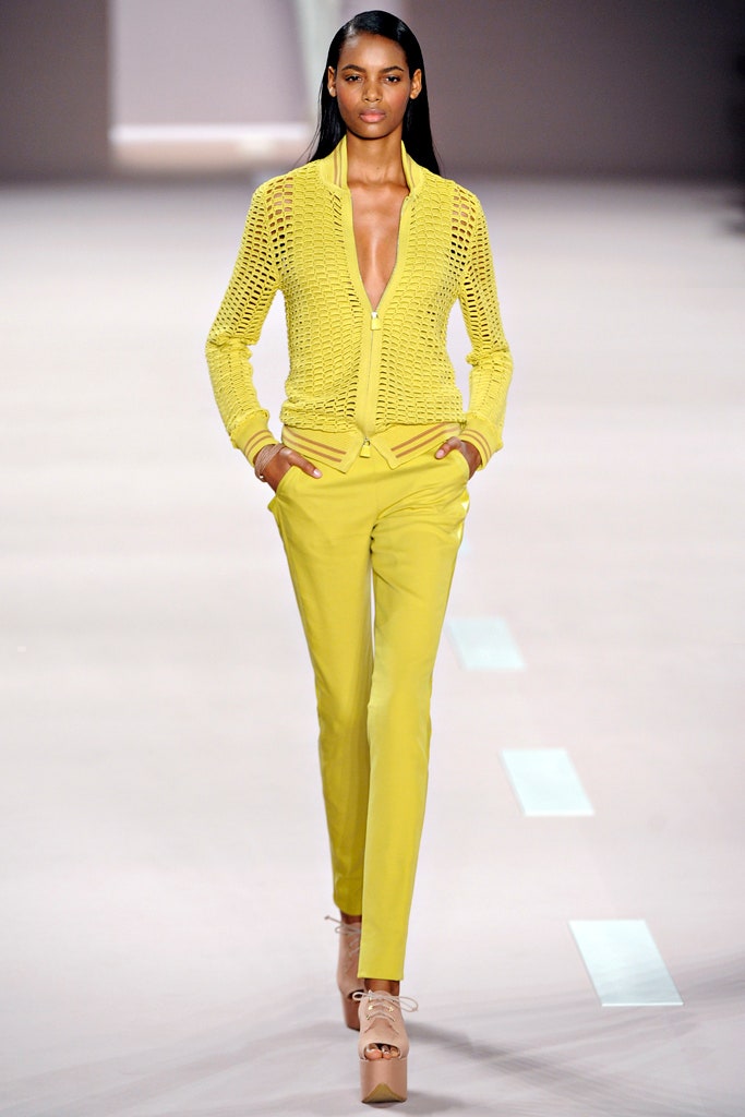 yellow fitted top and pants