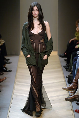 black sheer maxi dress with green cardigan