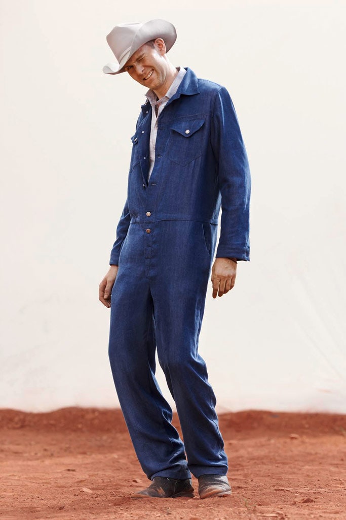 blue denim relaxed jumpsuit