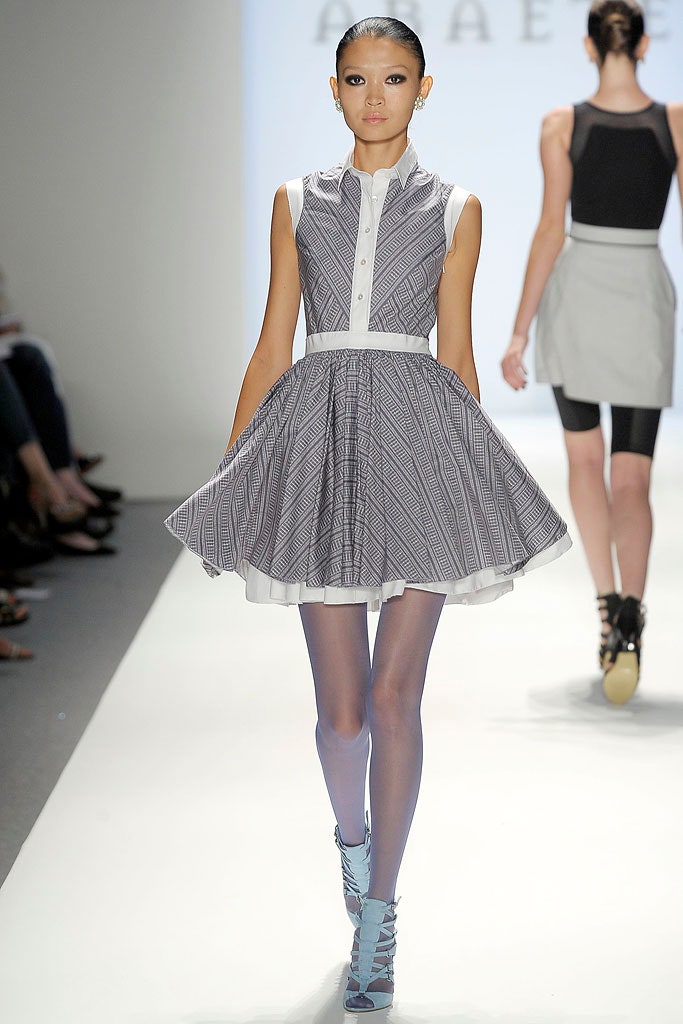 gray and white pleated dress