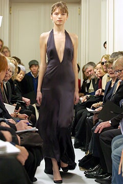 fitted purple silk gown