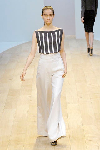 striped sleeveless top with wide-leg pants