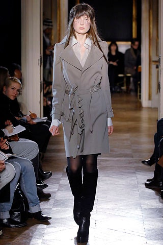 gray trench coat with white shirt