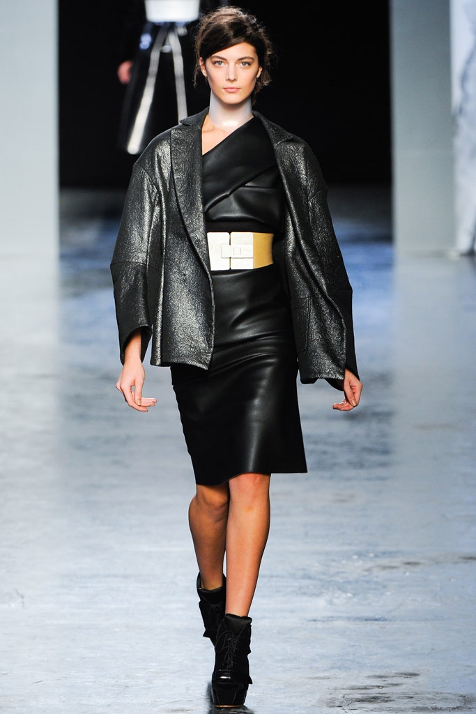 black leather midi dress with jacket