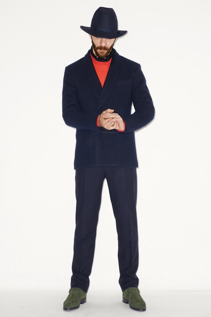 navy blazer with red t-shirt