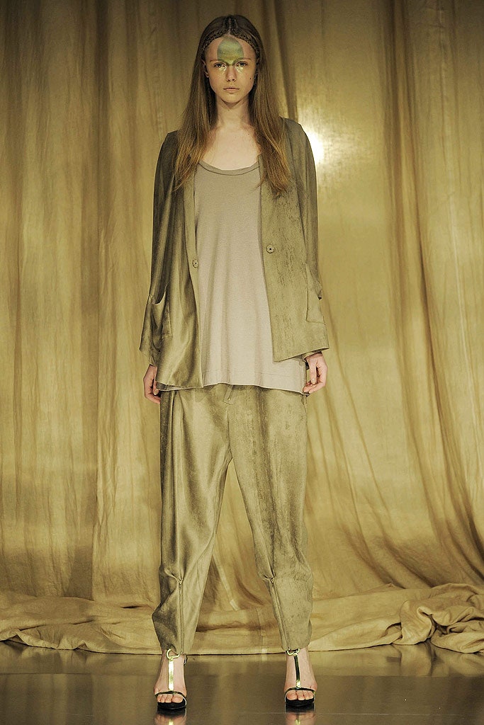 beige silk relaxed outfit
