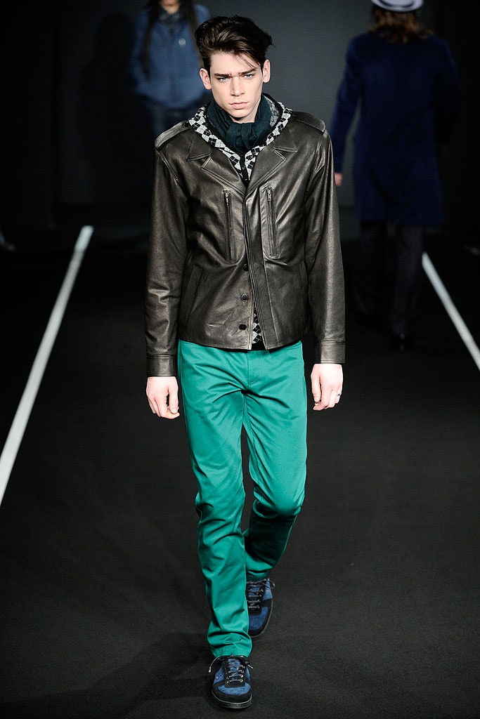 green cotton slim straight-leg pants