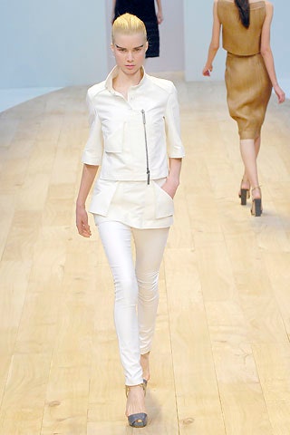 white fitted jacket and pants