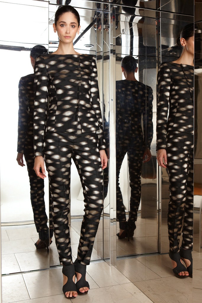 black and white printed catsuit
