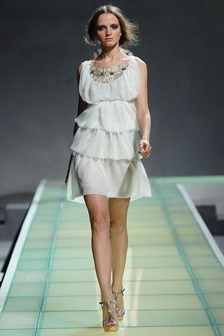 white chiffon tiered mini dress