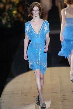 blue silk sleeveless dress
